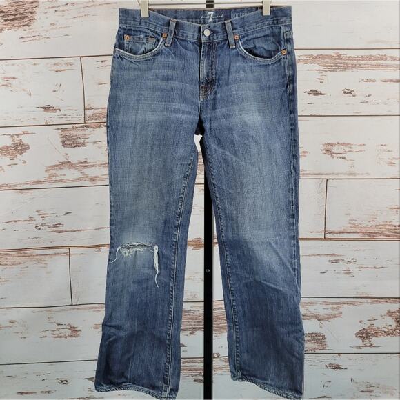 7 For All Mankind Men's Brett Bootcut Jeans Distressed 32x28.5 - Picture 1 of 9